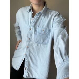 Vintage 90s Blue Pointe denim button down 100% cotton coastal collegiate western
